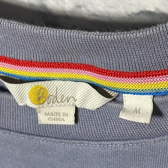 Boden Jasmine Boho Floral Embroidered Pullover Sweatshirt Shacket Top in River - Picture 9 of 11